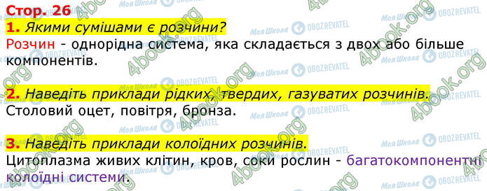 ГДЗ Хімія 9 клас сторінка Стр.26 (1-3)